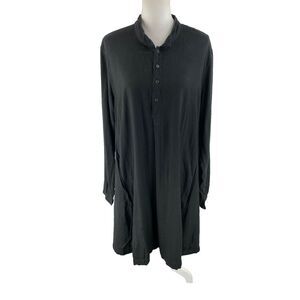 CP Shades Womens‎ L Oversized Popover Tunic Dress Black Pockets Lagenlook